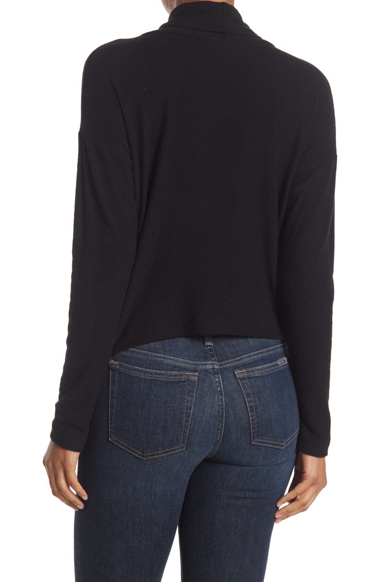 Renee C Cowl Neck Brushed Knit Crop Pullover, Alternate, color, Black