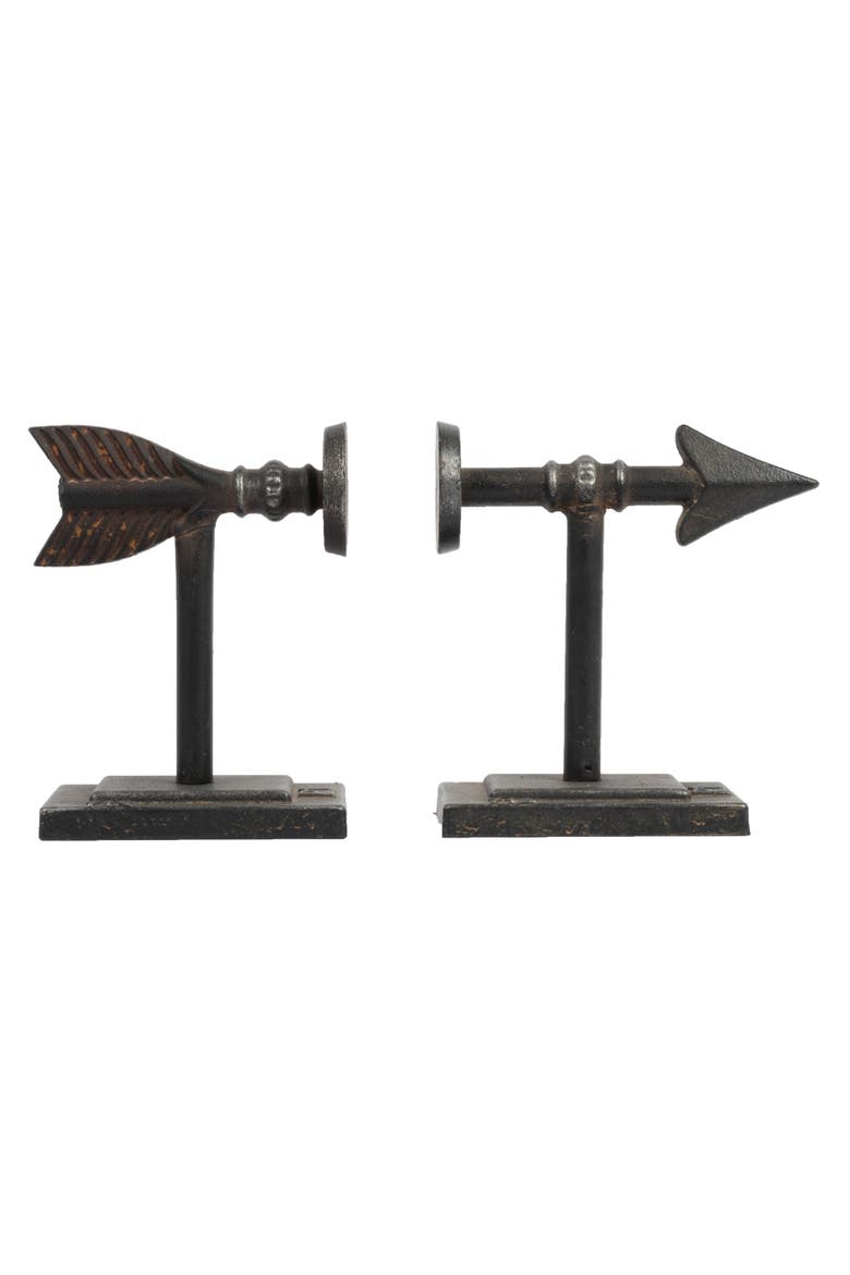 Decorative Cast Metal Arrow Bookends, Bronze, Set of 2, Alternate, color, Brown