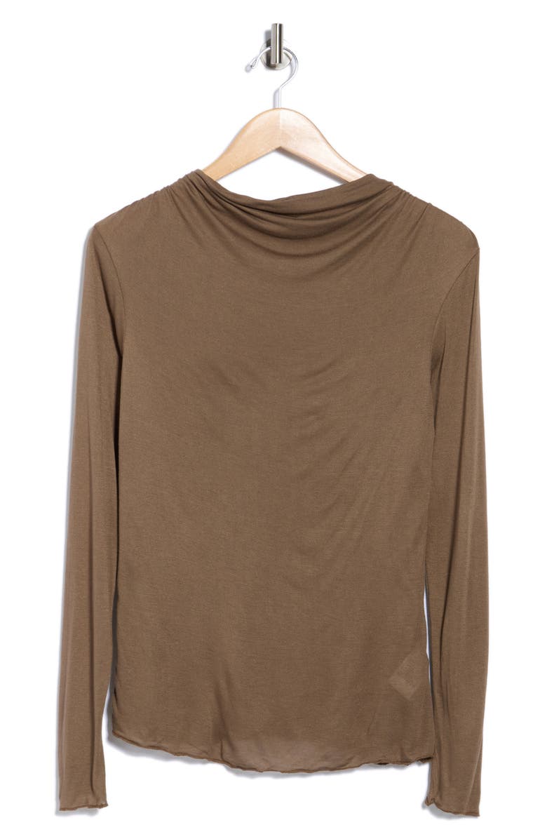 JASON WU Cowl Neck Long Sleeve Top, Alternate, color, Chocolate Chip