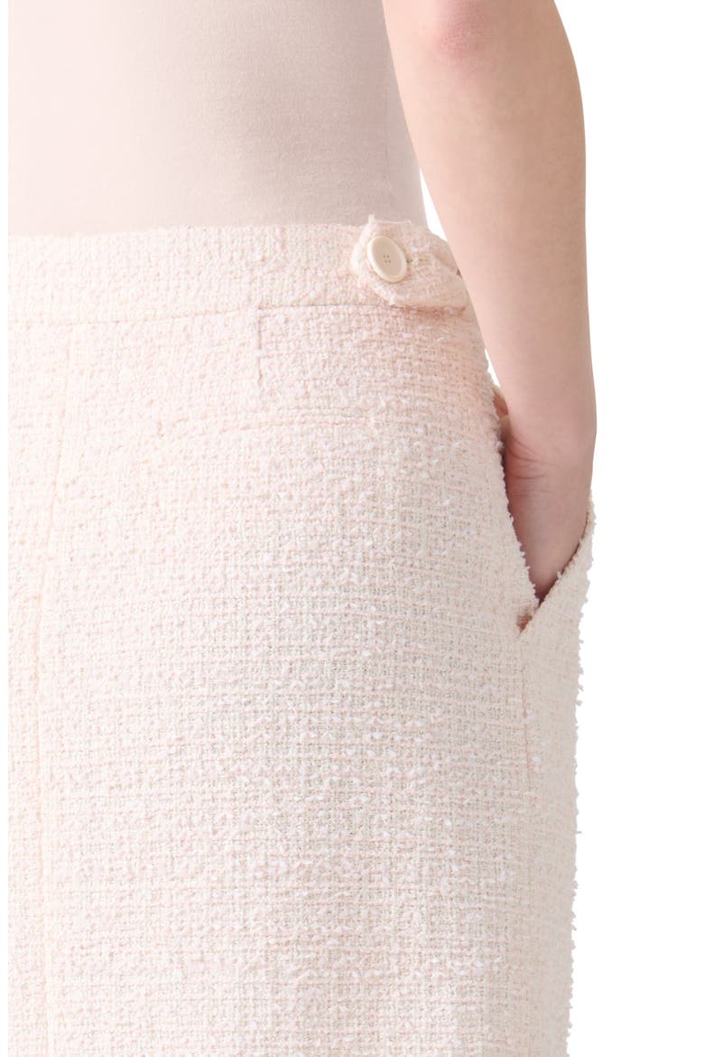 Bouclé Tweed Faux Wrap Skirt, Alternate, color, PALE PINK-CREAM