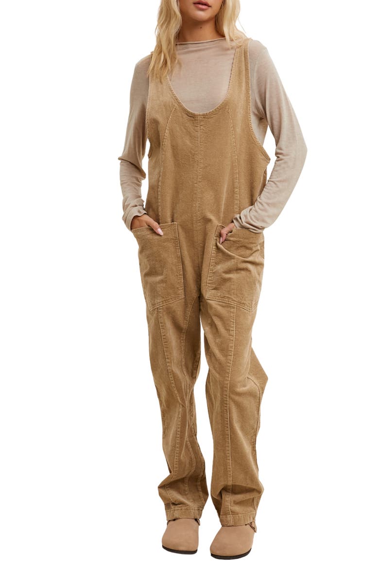 Open Back Corduroy Jumpsuit, Main, color, MOCHA