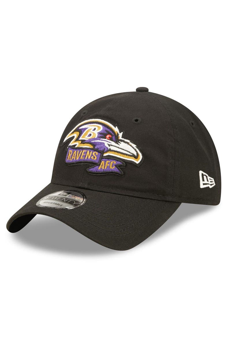 Youth New Era Black Baltimore Ravens 2022 Sideline Adjustable 9TWENTY Hat, Alternate, color, Black
