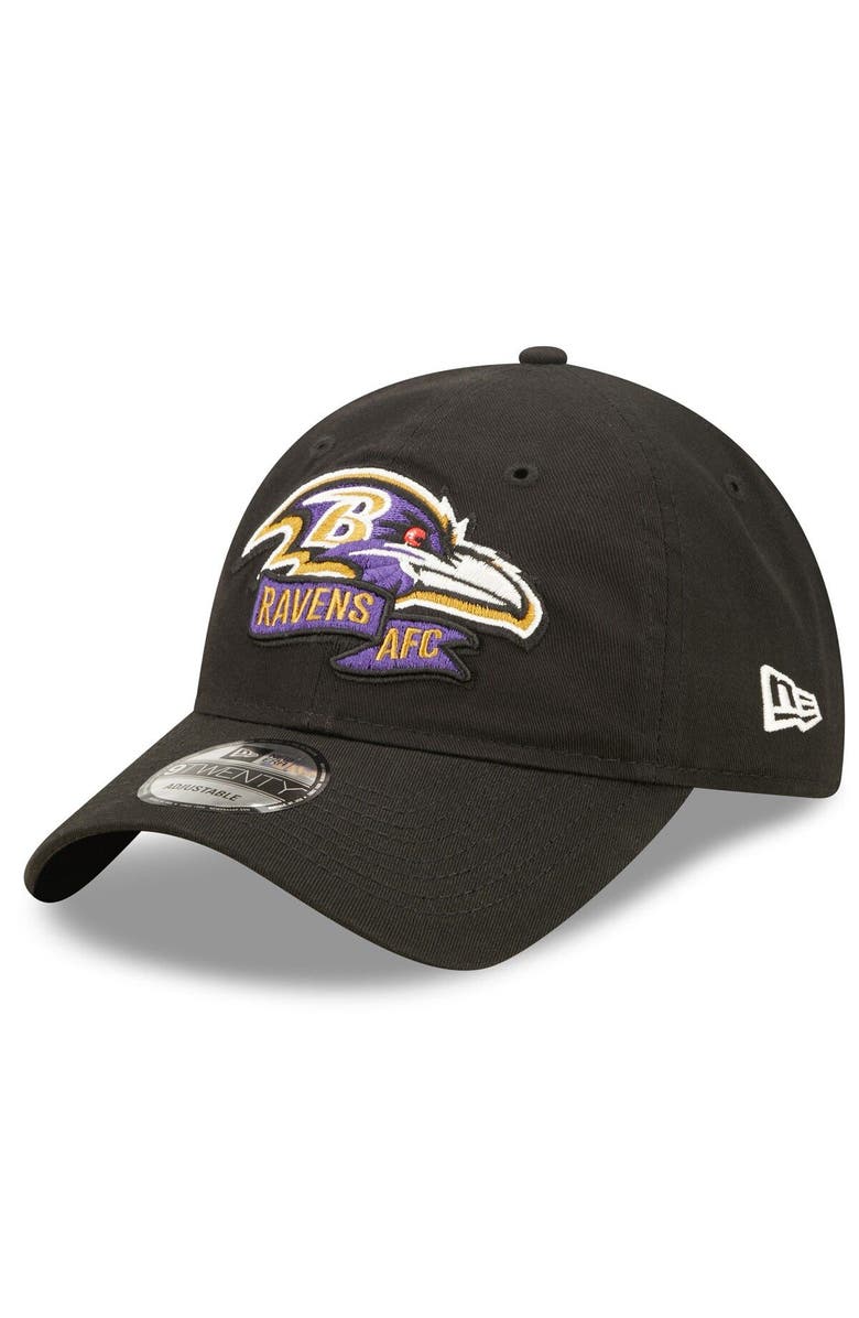 New Era Youth New Era Black Baltimore Ravens 2022 Sideline Adjustable 9TWENTY Hat, Alternate, color, 