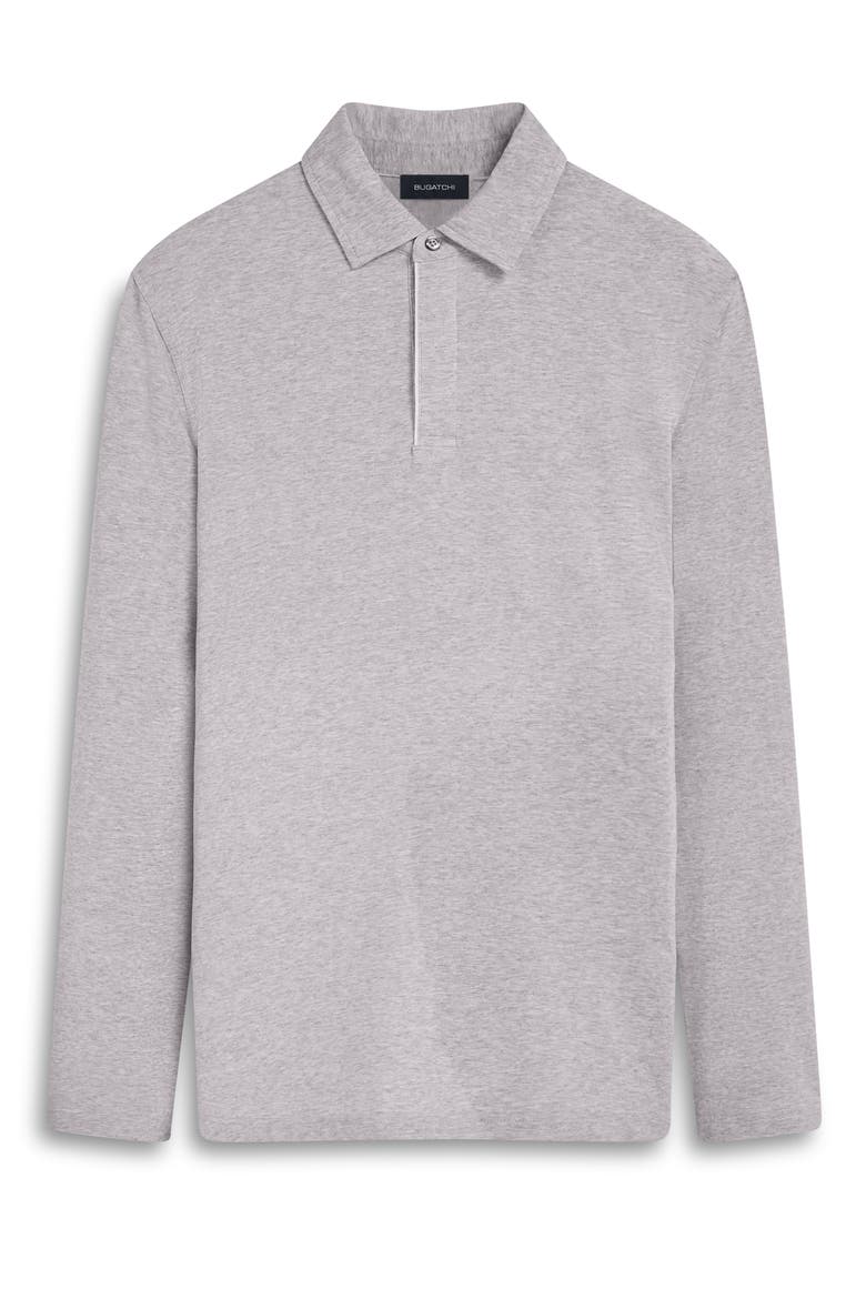 Long Sleeve Stretch Cotton Knit Polo, Alternate, color, CEMENT