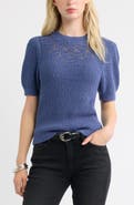 Treasure & Bond Pointelle Short Sleeve Cotton Sweater