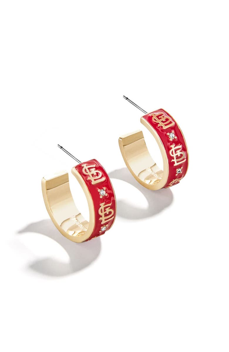 WEAR by Erin Andrews x BaubleBar St. Louis Cardinals Enamel Hoop Earrings, Main, color, 