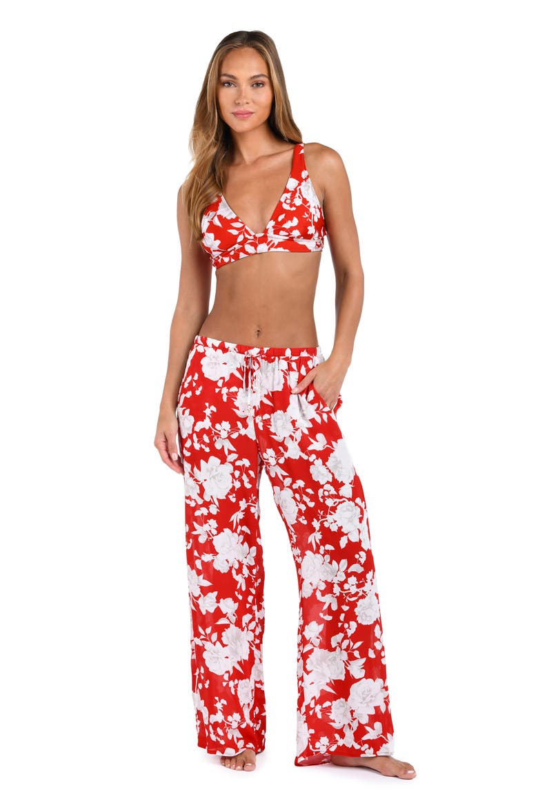 Geraldine Ikebana Cover-Up Pants, Alternate, color, ROUGE