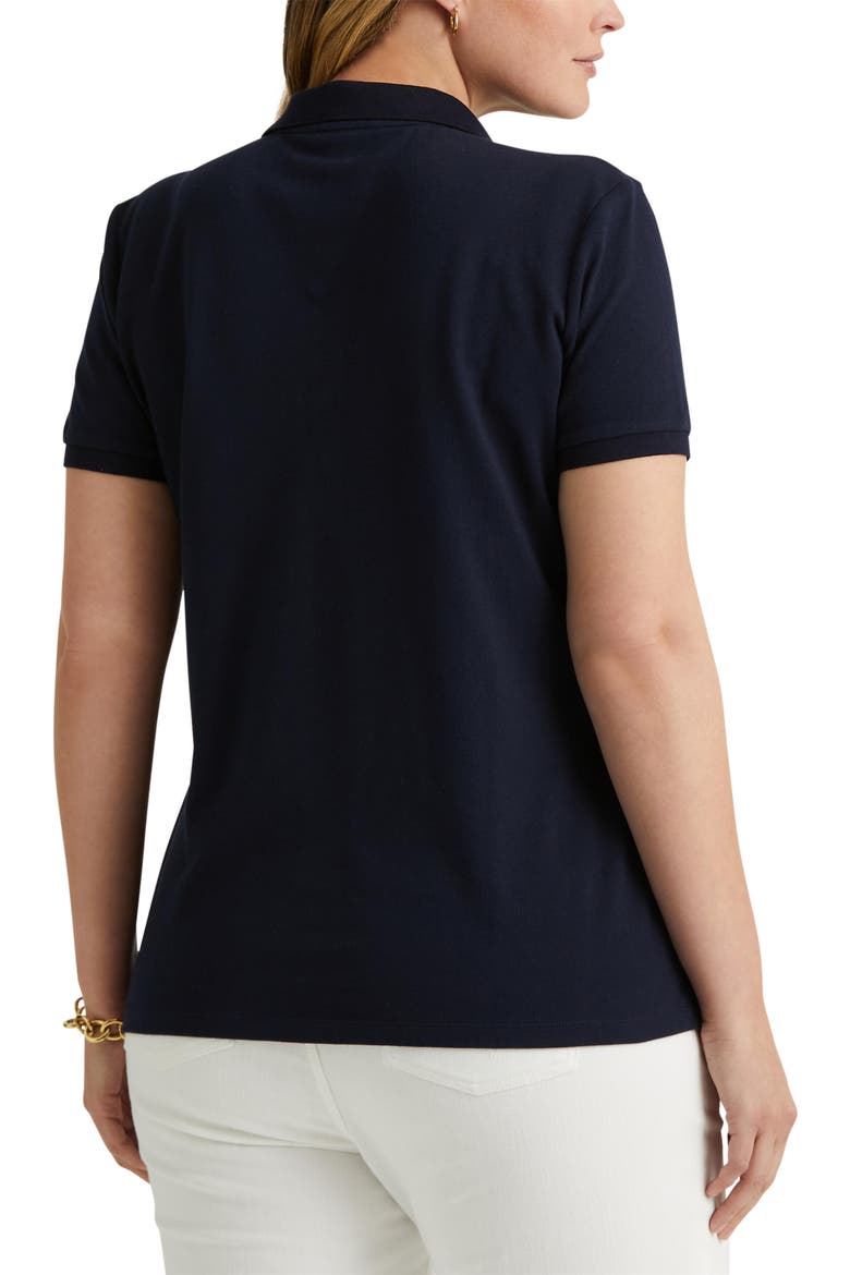 Stretch Cotton Piqué Polo Shirt, Alternate, color, LAUREN NAVY