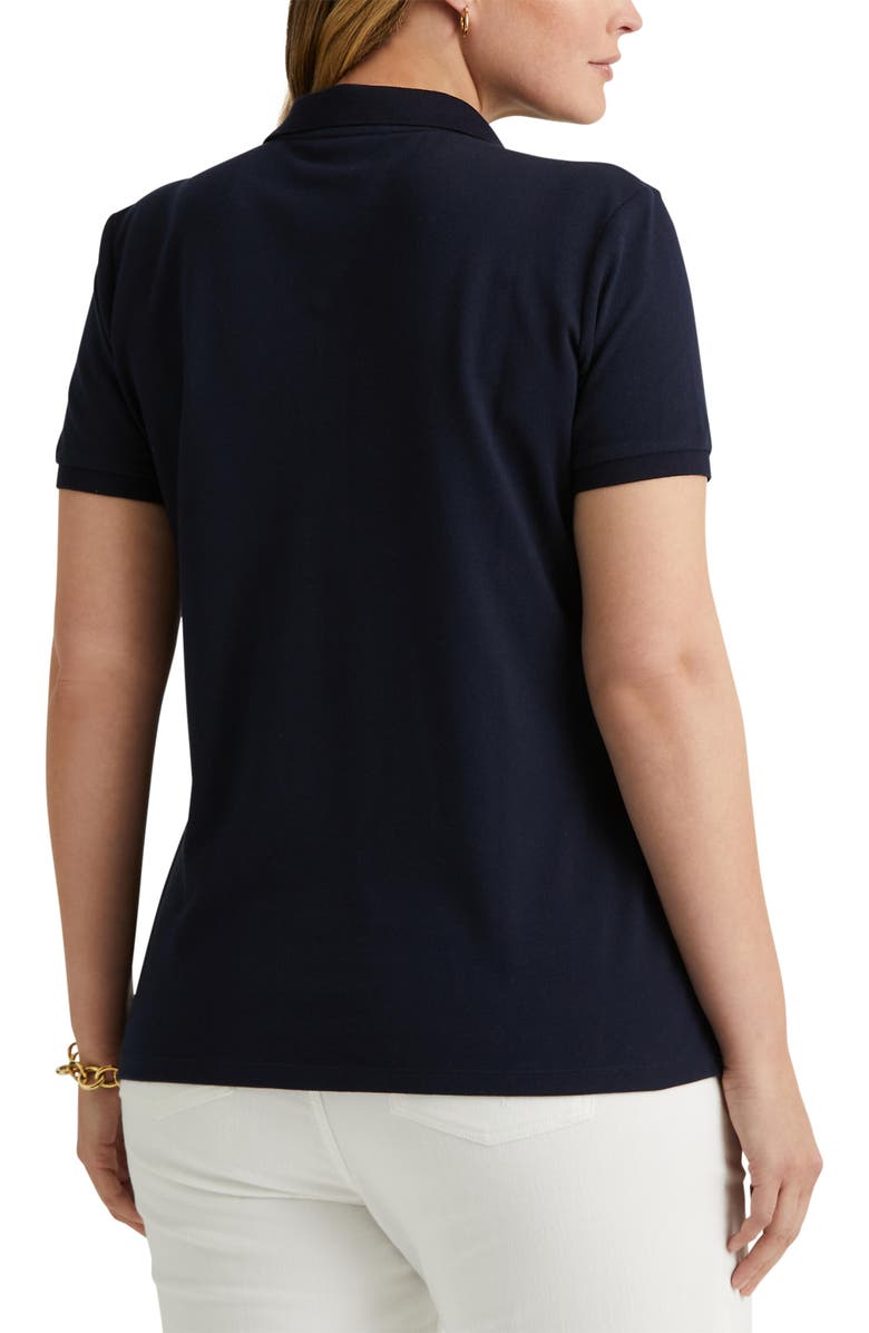 Lauren Ralph Lauren Stretch Cotton Piqué Polo Shirt, Alternate, color, Lauren Navy