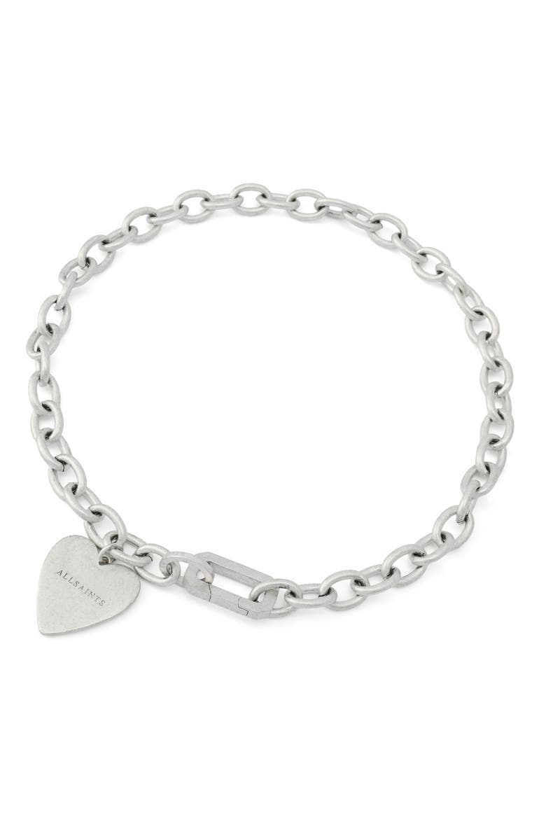 Heart Charm Chain Link Necklace, Alternate, color, WARM SILVER
