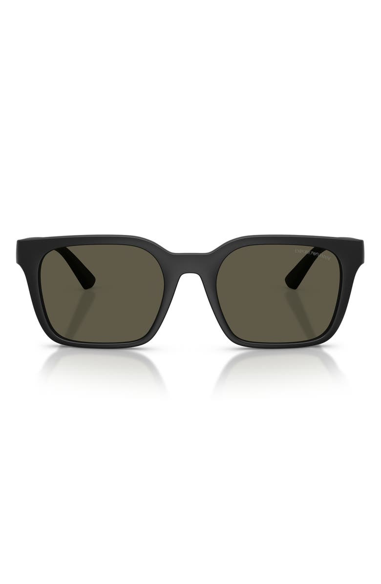 Emporio Armani 56mm Square Sunglasses, Main, color, Matte Black / Dark Grey