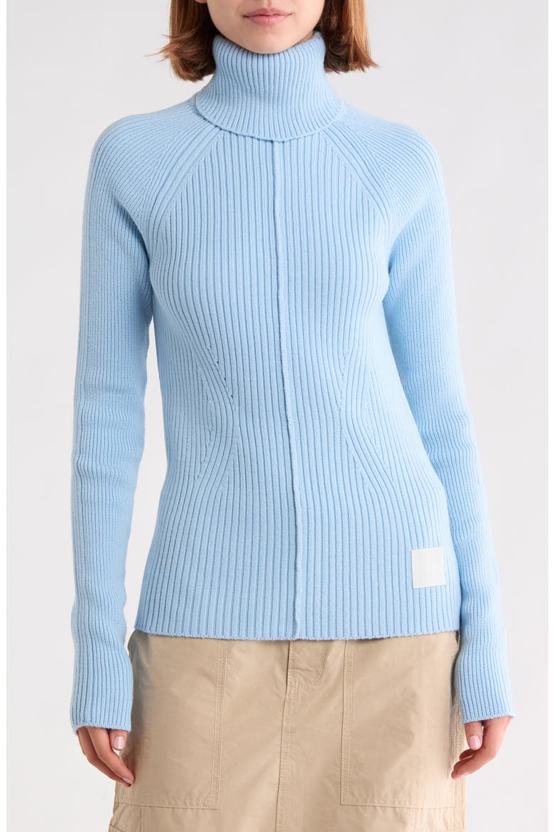 Ribbed Wool Blend Turtleneck Top, Main, color, BLUE