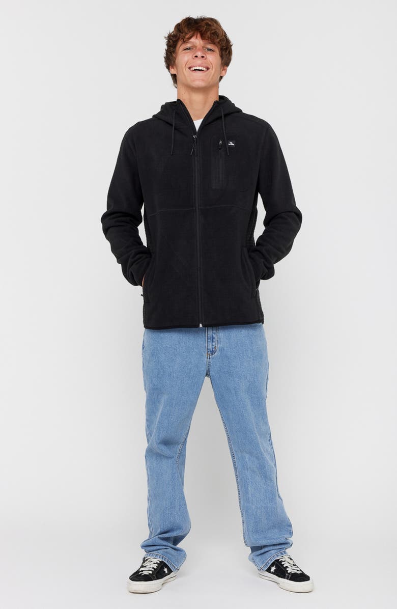 Rip Curl Departed Polar Fleece Zip Hoodie, Alternate, color, Black