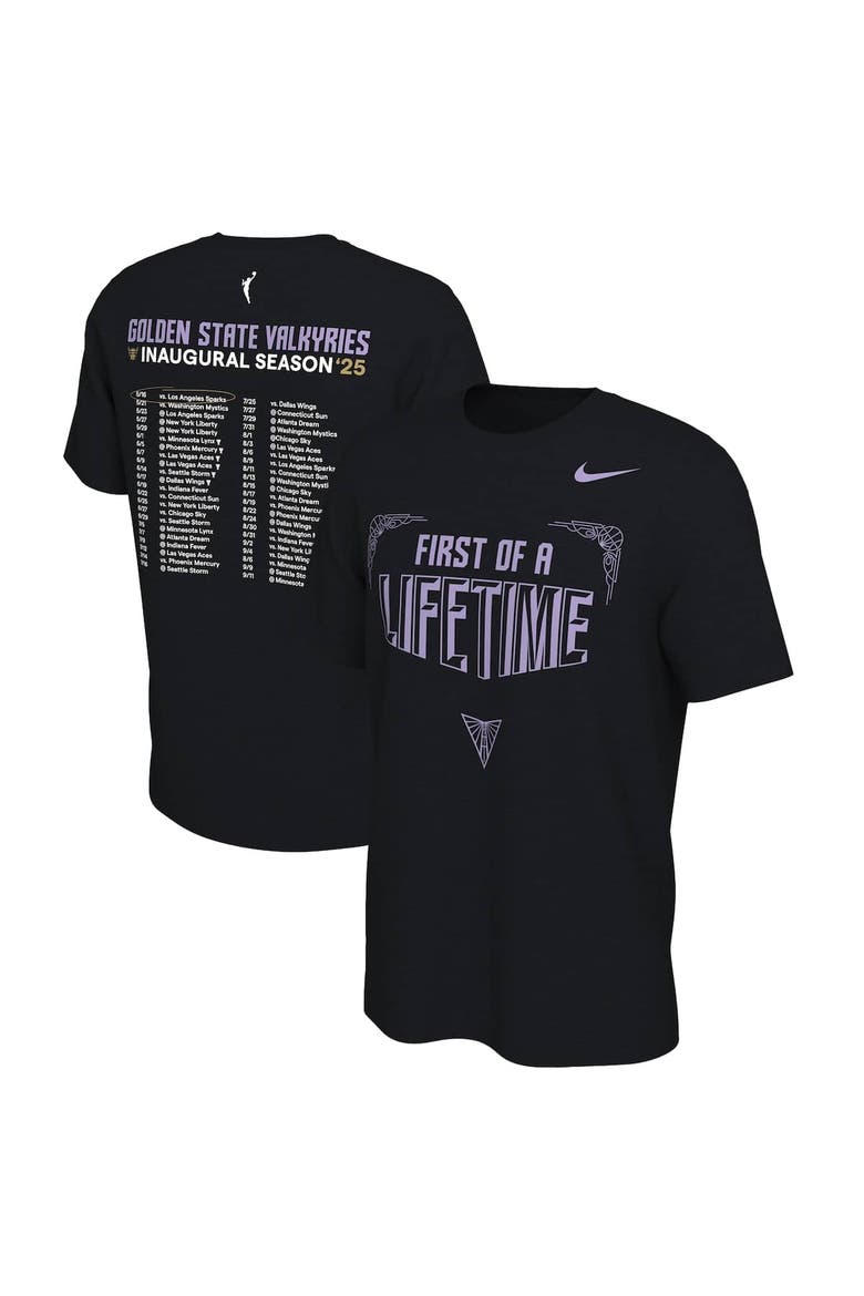 Unisex Nike Eclipse Black Golden State Valkyries 2025 Inaugural Season First of a Lifetime Schedule T-Shirt, Alternate, color, Eclipse Black
