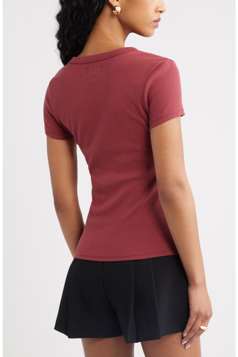 Rib Short Sleeve Shirt, Alternate, color, RED RUBY