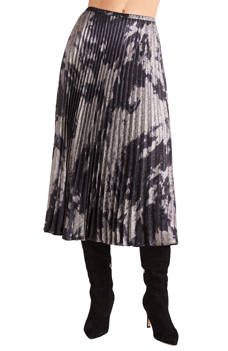 Bella Dahl Abstract Print Hand Pleated Midi Skirt, Main, color, 