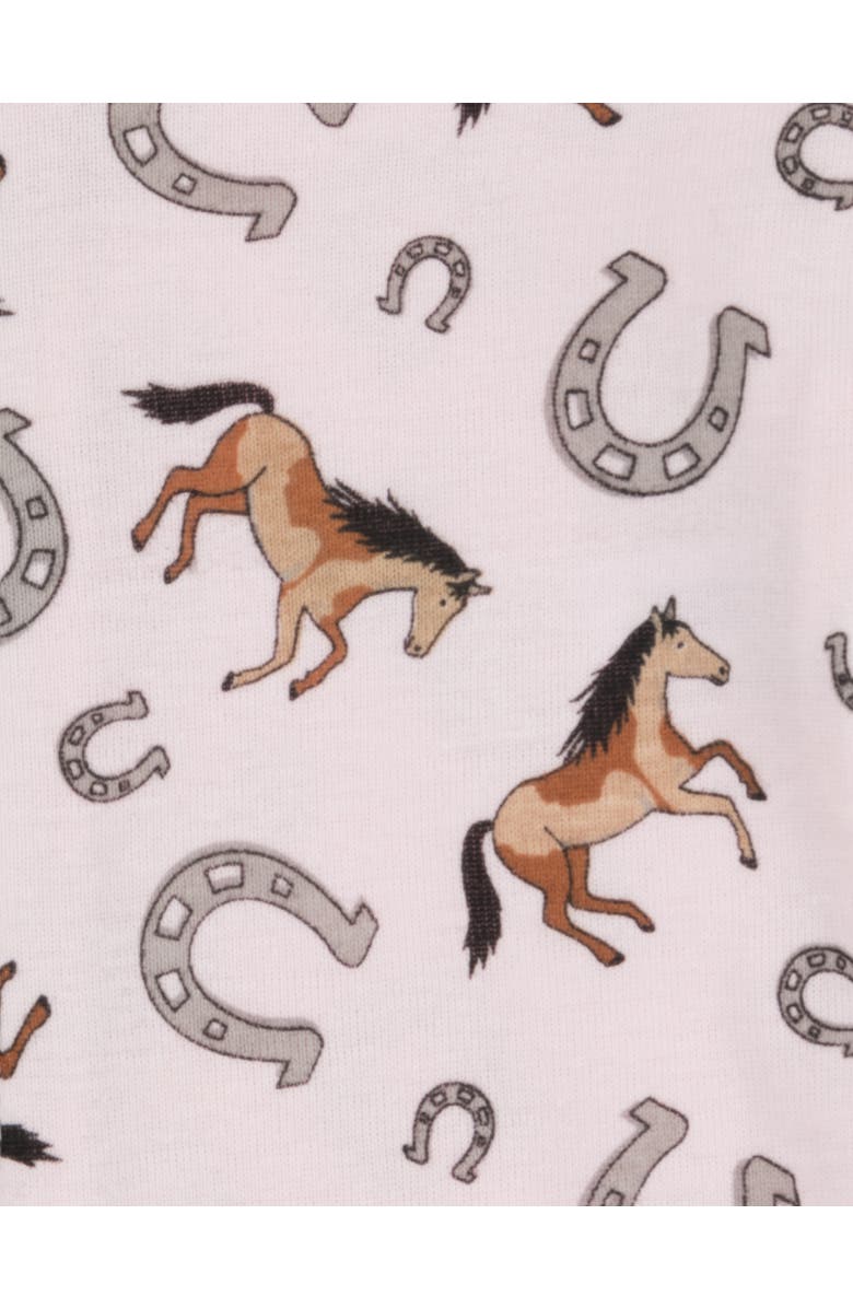 Leveret Kids Footed Printed Cotton Matching Family Pajamas, Coordinated Prints, Alternate, color, Pink Horse