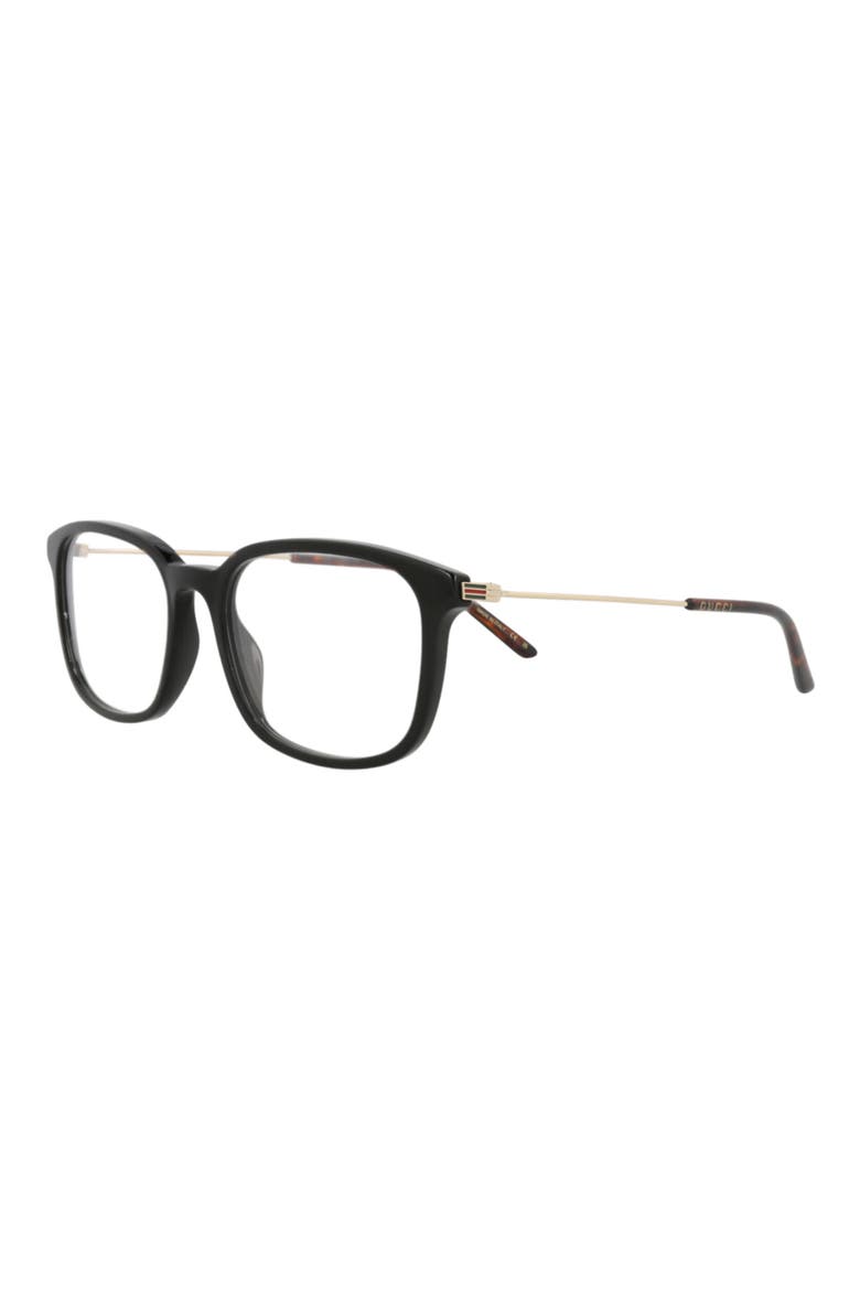 52mm Square Optical Glasses, Alternate, color, BLACK GOLD TRANSPARENT