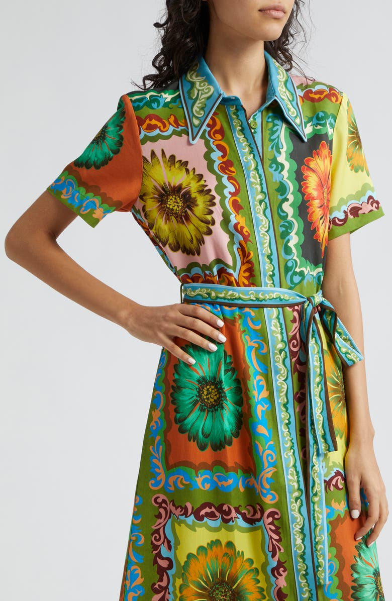 ALEMAIS Disco Daisy Tie Waist Shirtdress, Alternate, color, 