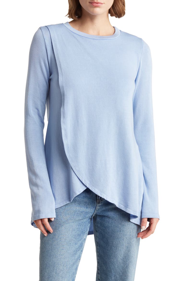 Cross Front Long Sleeve Top, Main, color, SUMMER SONG