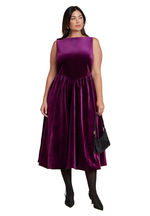 Bubble Hem Velvet Dress (Plus)