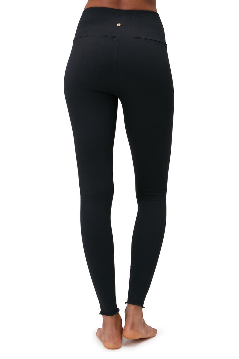 Love Sculpt Ruffle High Waist Leggings, Alternate, color, BLACK