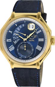 GEVRIL Men's Marchese Leather Strap Watch, 44mm