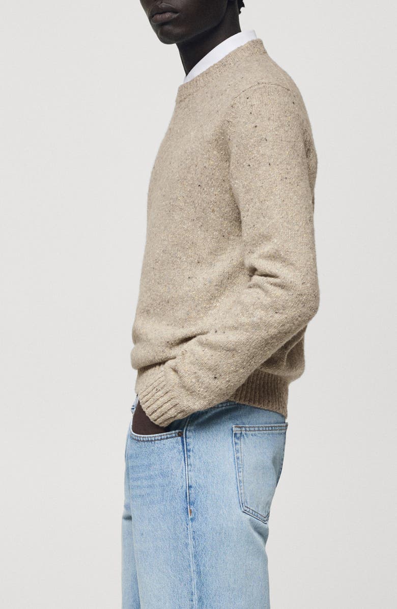 MANGO Nep Crewneck Sweater, Alternate, color, Sand