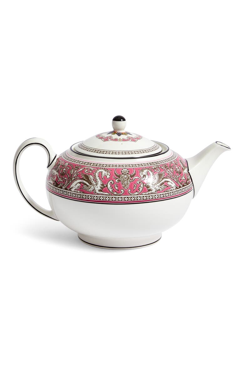 Florentine Bone China Teapot, Alternate, color, FUCHSIA