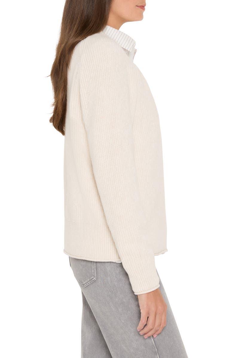 NIC+ZOE Shaker Stitch V-Neck Sweater, Alternate, color, Classic Cream