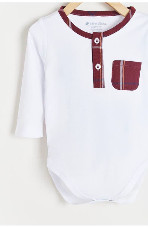 Babycottons Andre Henley Long Sleeve Bodysuit In White