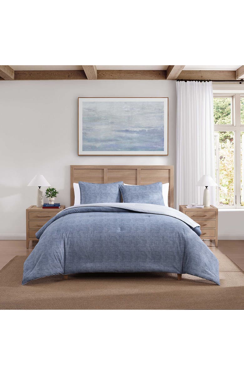 Tommy Hilfiger Classic Texture Cotton Percale Comforter & Shams Set, Alternate, color, Dark Blue