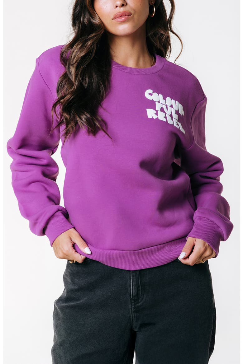 Logo Wave Puff Relaxed Sweat, Main, color, Violet Pink
