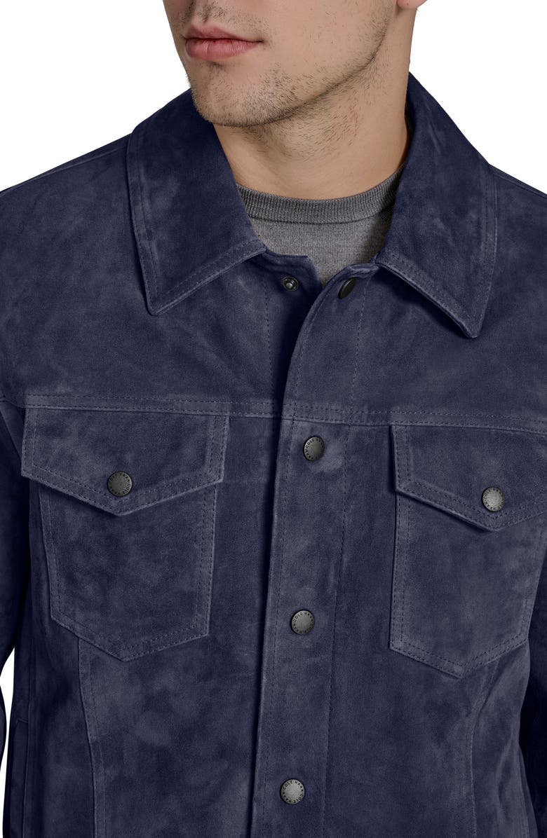 Cole Haan Suede Trucker Jacket, Alternate, color, Navy