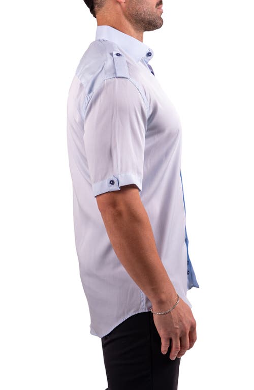 Maceoo Munich Resistance0175 Blue Short Sleeve Button-up Shirt
