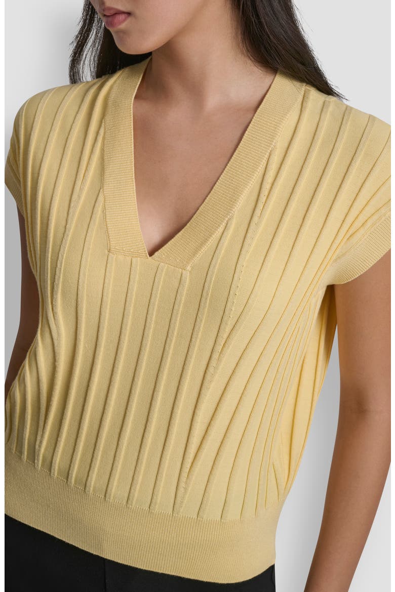 Rib Short Sleeve Sweater, Alternate, color, BUTTERCREAM