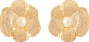 Susan Caplan 1980s Vintage Faux Pearl Floral Earrings