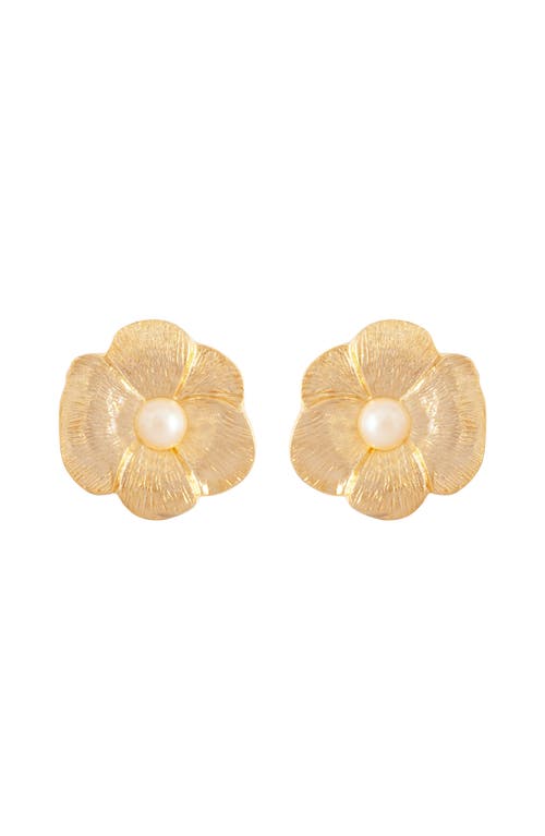 Susan Caplan 1980s Vintage Faux Pearl Floral Earrings