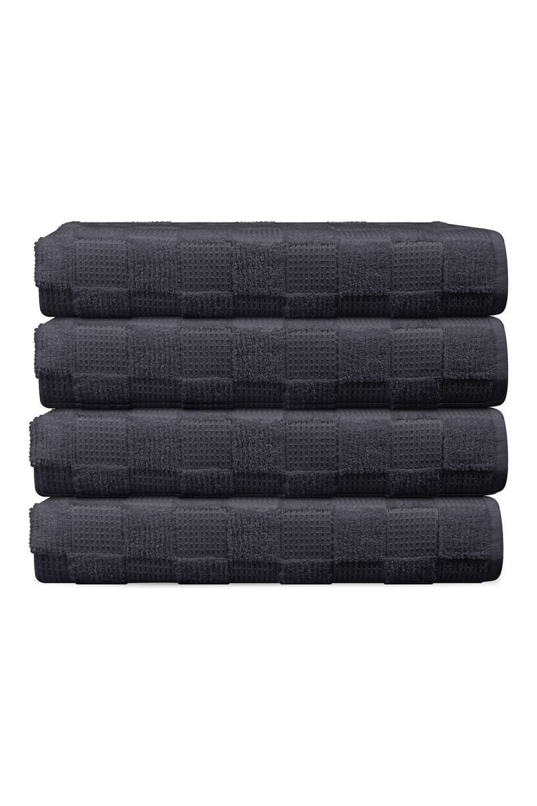 Waffle Terry 4-Piece Turkish Cotton Bath Towel Set, Main, color, ANTHRACITE
