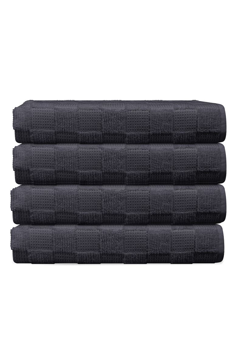 DePera Waffle Terry 4-Piece Turkish Cotton Bath Towel Set, Main, color, Anthracite
