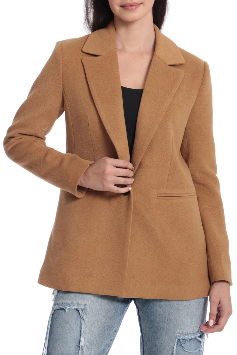 Structured One-Button Notch Lapel Blazer, Alternate, color, CAMEL