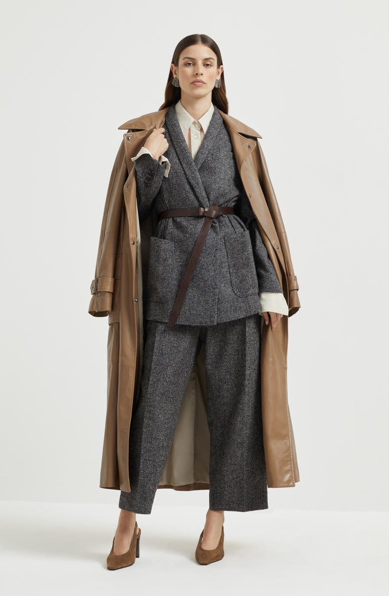 Brunello Cucinelli Herringbone tweed blazer, Alternate, color, Blue