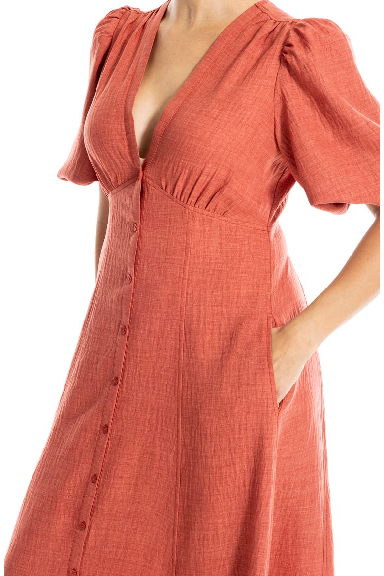 Bubble Sleeve Maxi Dress, Alternate, color, HEATHER WASHED RED