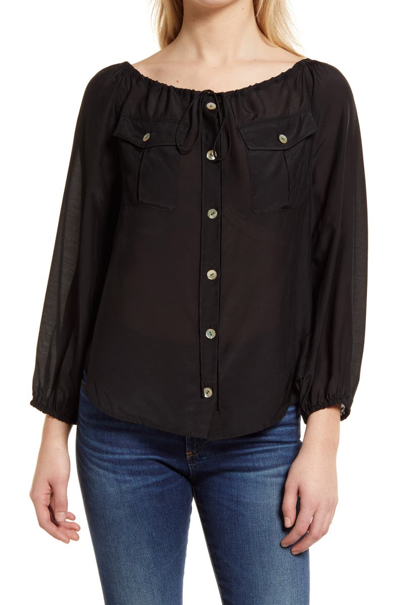 Tommy Bahama Mia Coast Long Sleeve Woven Top, Main, color,