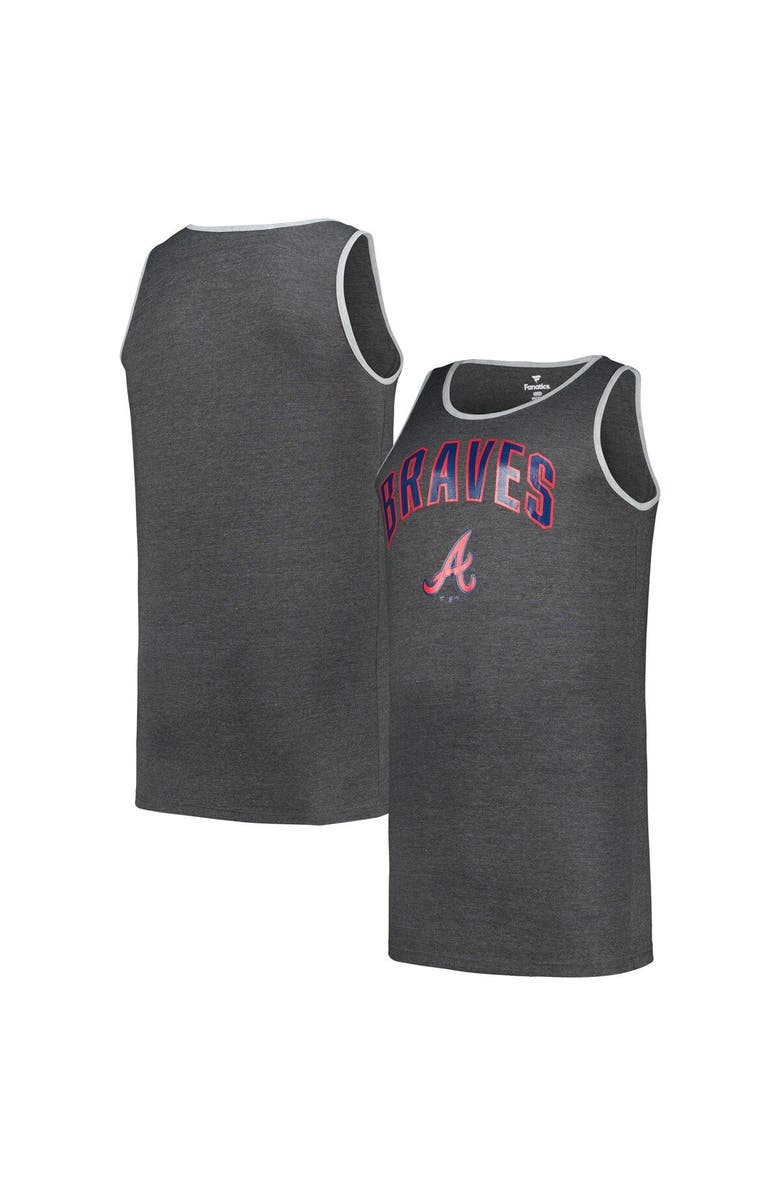 PROFILE Men's Profile Heather Charcoal Atlanta Braves Big & Tall Arch Over Logo Tank Top, Main, color, 