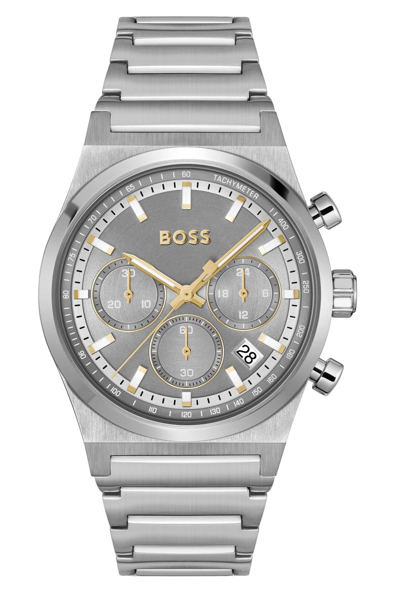 Candor Chronograph Bracelet Watch, 41mm, Main, color, GRAY