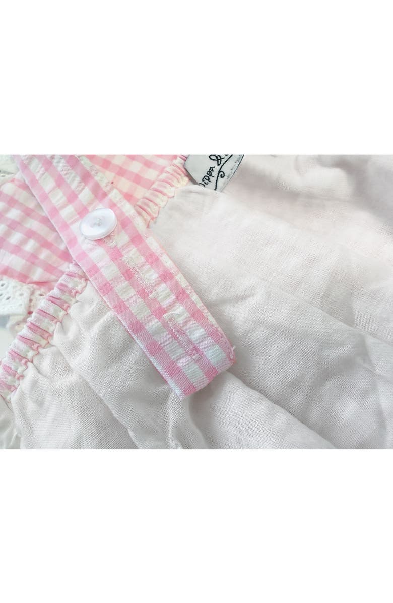 Pippa & Julie Seersucker Heart Romper, Alternate, color, Pink/ White