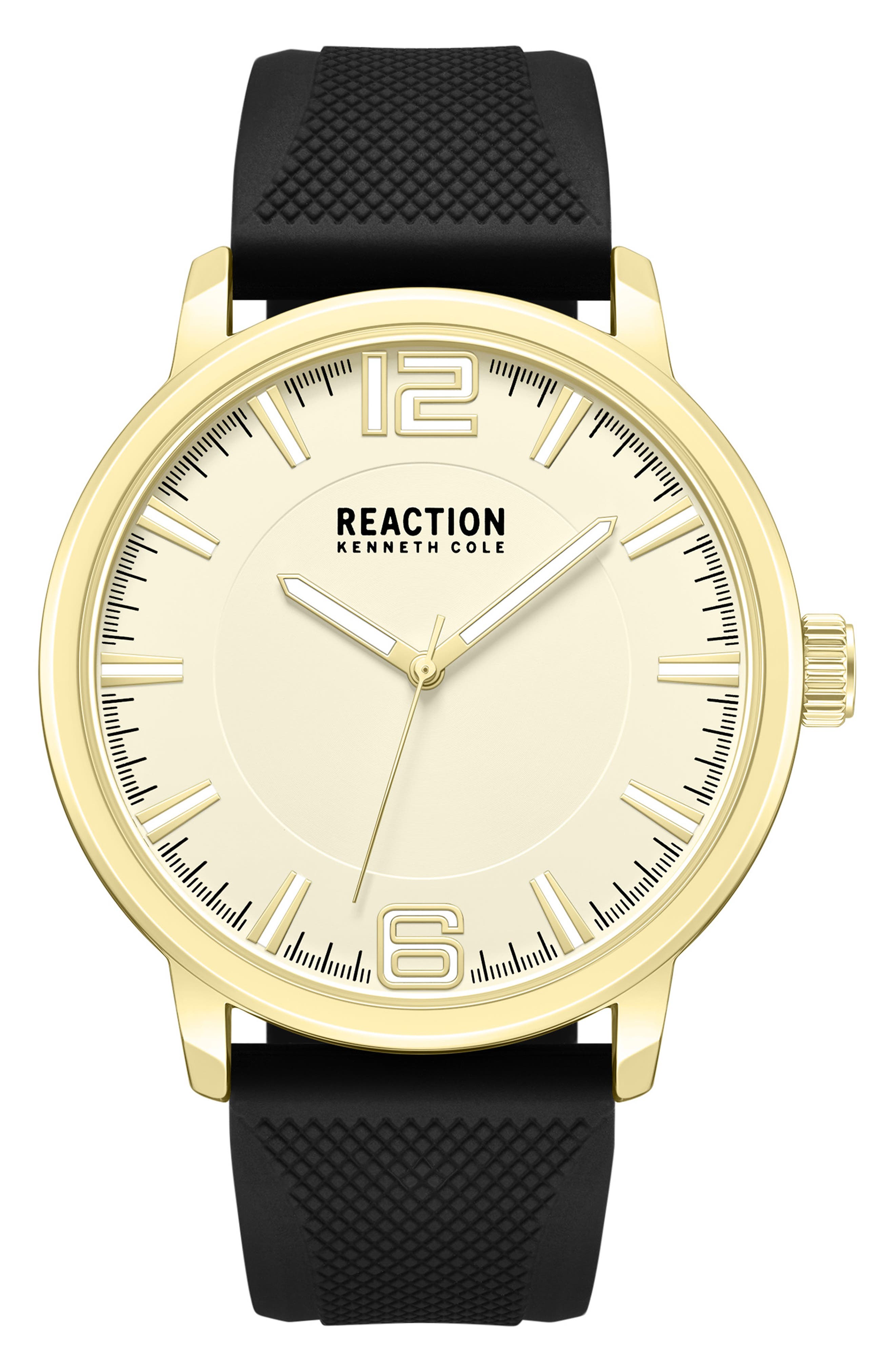 Classic Black Silicone Strap Watch, 44mm