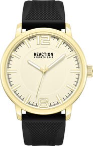 Kenneth Cole Reaction Classic Black Silicone Strap Watch, 44mm