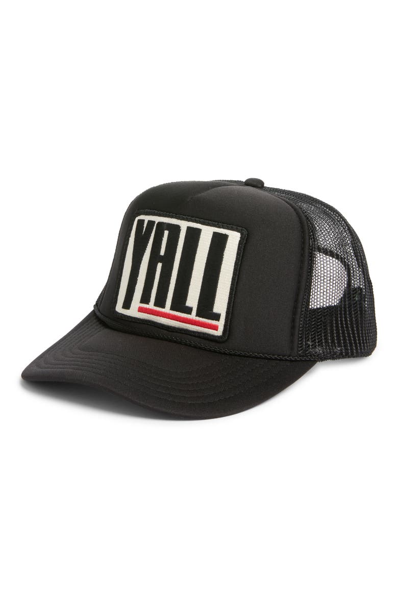 Y'All Patch Trucker Hat, Main, color, BLACK